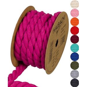 Halbach Seidenbänder Gerecycled katoenen koord, 10 mm breed, 4 m lang, duurzaam katoengaren, macramégaren, natuurlijk touw, om te knutselen, kleur: roze