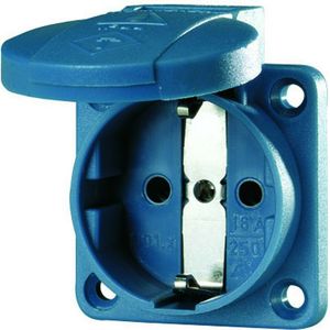 MENNEKES 11011 Schuko stopcontact IP54 zonder sluiting voor schoolbord, 3-polig met 2 geleiders + aarding, 16 A, 230 V, blauw