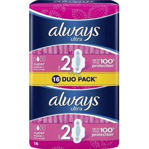 Always - Ultra Super - Nr. 2 - Maandverband - Met Vleugels - 16 Stuks