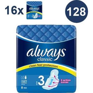 Always Classic Night- 16 x 8 stuks (128 stuks) - Voordeelverpakking - Maandverband