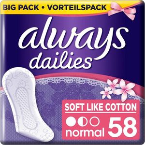 Always - Dailies Normal Classic Soft Like Cotton - Inlegkruisjes - 58 Stuks - Fresh