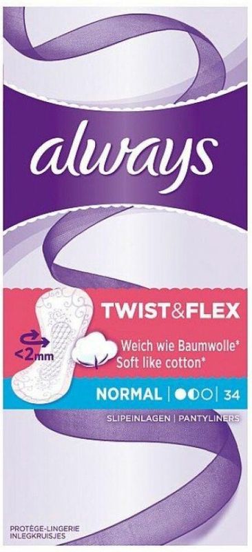 8x Always Inlegkruisjes Twist & Flex Normal 34 stuks