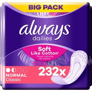 Always Dailies Normal Classic Soft Like Cotton - Voordeelverpakking 4 x 58 stuks - Inlegkruisjes