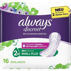 Always Discreet incontinentie-verband voor lichte blaaszwakte - Small Plus, verpakking van 2 stuks (2 x 16 stuks)