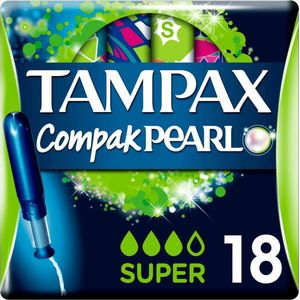 8x Tampax Pearl Compak Super Tampons met Inbrenghuls 18 stuks