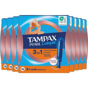 Tampax Pearl Compak Super PlusTampons - Met Inbrenghuls - 8 x 18 stuks