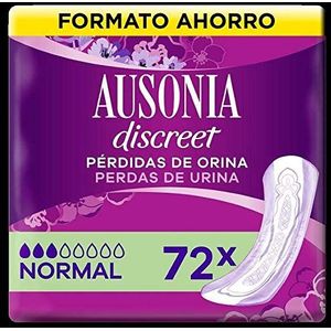 Ausonia Discreet Incontinentie-inlegzolen voor dames, normaal, 72 stuks, volledige bescherming, die je nauwelijks zult merken