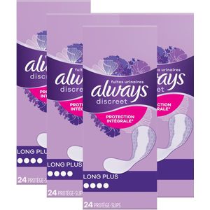 Always Discreet Long Plus Inlegkruisjes Voor Urineverlies - Voordeelverpakking 4 x 24 stuks