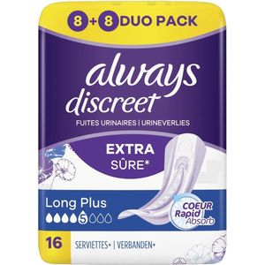 Always Discreet Maandverband Long Plus - 16 Stuks