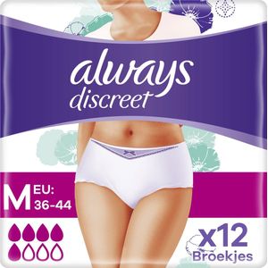 Always Discreet Incontinentiebroekjes voor Urineverlies - Maat M - 12 Stuks