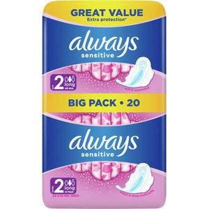 Always Ultra Sensitive Long - Maat 2 - Voordeelverpakking 5 x 20 Stuks - Maandverband Vleugels
