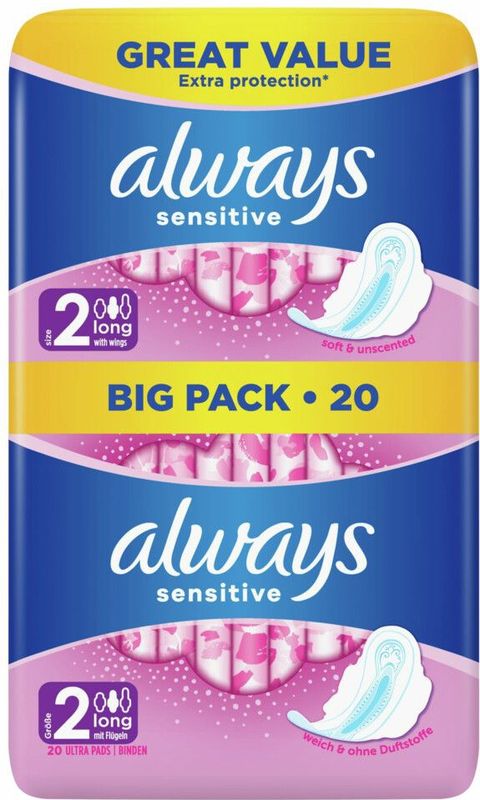 Always - Sensitive Long Ultra Maandverband - Met Vleugels - 14 Stuks