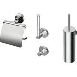 Ideal Standard Iom toiletaccessoires set met handdoekhaak closetrolhouder met deksel met closetborstelgarnituur en reserverolhouder chroom