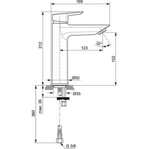 Ideal Standard Tesi Wastafelmengkraan Grande Zonder Waste Chroom