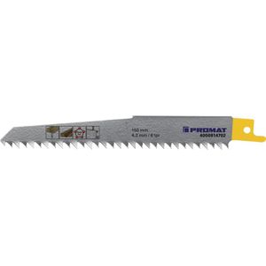 Promat Reciprozaagblad | lengte 150 mm breedte 19 mm | tandverdeling TPI 6 4,2 mm | gefreesd, getordeerd, schuin geslepen | 5 stuks / kaart - 4000814702 - 4000814702