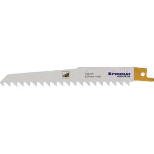 Promat Reciprozaagblad | lengte 150 mm breedte 19 mm | tandverdeling TPI 4 6,35 mm | gefreesd, getordeerd | 5 stuks / kaart - 4000814706 - 4000814706