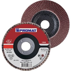 Promat - Lamellenslijpschijf - d. 125 mm - Korreling 40 - Staal/Hout