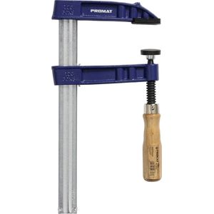 Promat - Schraubzwinge W.150mm Ausladung 80mm Temperguß/Stahl m.Holz-Heft Schien
