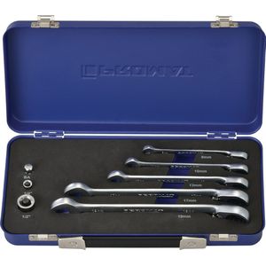 Promat 8-delige steek-/ringratelsleutel-set omschakelbaar - 8-19mm