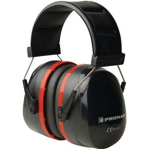 Promat - SAFELINE VIII - Gehoorbescherming - Zwart/Rood - Gewatteerde Hoofdbeugel