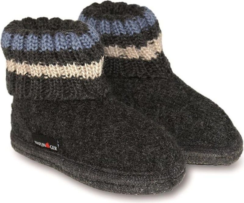 Haflinger - Paul - Sokpantoffel - Grafiet - Vilt - Kinderpantoffel