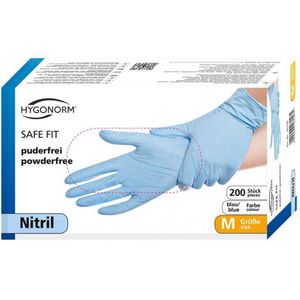 Hygonorm wegwerp handschoenen nitril poedervrij blauw 200 stuks maat L - latex vrij