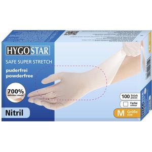 10 x HygoStar Nitril-Handschuh Safe Super Stretch puderfrei M 24cm wei