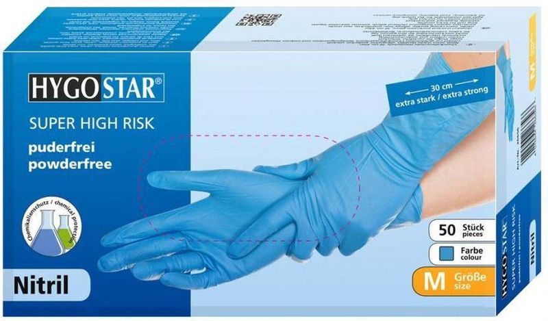 Nitril-Handschuh Super High Risk puderfrei S 30cm blau VE=50 St&#252;ck