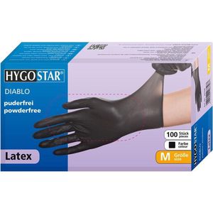 Hygostar Latex handschoenen - wegwerp - zwart - poedervrij - maat L - 100 stuks