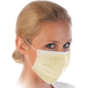 Hygostar mondmasker mondkapje medisch 3-laags geel 50 stuks met oorelastiek