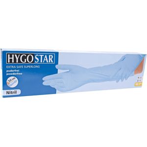 Hygostar handschoen nitril extra lang 50 cm - onderzoekshandschoen nitril blauw 50 stuks - maat L