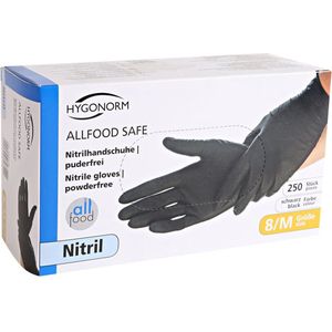 Hygonorm - Nitrile wegwerp handschoenen - Zwart - 250 stuks - maat L