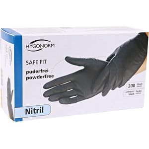 Hygonorm zwarte nitril wegwerp handschoenen maat L - 200 stuks - poedervrij - latex vrij!