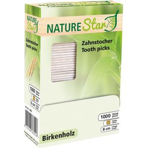 NatureStar houten tandenstokers - 1000 stuks - biologisch - in dispenserdoos