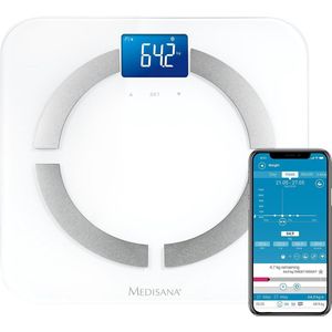 medisana BS 430 connect, digitale weegschaal voor lichaamsanalyse 180 kg, personenweegschaal voor het meten van lichaamsvet, lichaamswater, spiermassa en botgewicht, lichaamsvetweegschaal met app