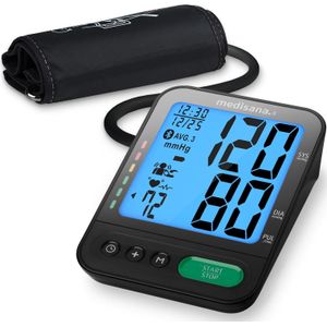 medisana BU 580 connect bovenarm bloeddrukmeter, nauwkeurige bloeddruk- en polsslagmeting met geheugenfunctie en Bluetooth app, weergave van een onregelmatige hartslag met grote manchet 23-43 cm