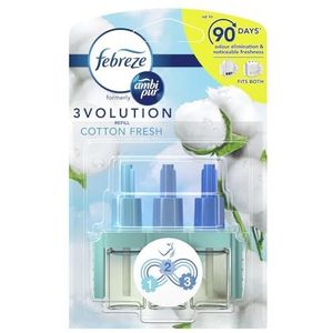 Febreze Ambi Pur 3Volution Navulverpakking voor luchtverfrisser, geurverwijderaar, vers katoen, 120 ml, (20 ml x 6)