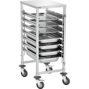 Bartscher Gastronormwagen AGN700-1/1 | 7 roosters | 1/1,1/2,1/3,2/3 GN | 450x620x1010(h)mm - zilver Roestvrij staal 300098