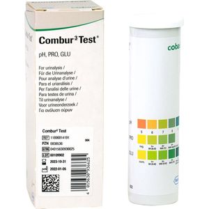 Roche combur 3 teststrips - 50 stuks Roche - teststrip voor Eiwit, Glucose of pH - Resultaat na 1 á 2 minuten