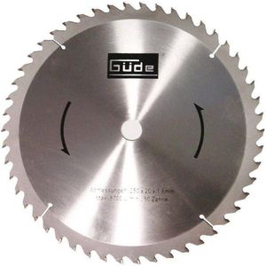 Güde Houtzaagblad HM 250x20x50Z (van hardmetaal, 25 cm diameter, 2 cm zaagbladboring, 50 tanden, 2,8 mm zaagbladdikte, voor max. zaagsneden tot 7000 rpm)