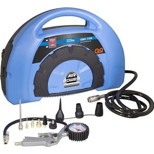 Güde Compressor-compacte set 180/08/11-delig (draagbare kleine compressor, olievrij, 8 bar, 1100 W, eff. leverhoeveelheid 115 l/min, voor auto/fietsbanden, opblaasbare boten, voetballen, incl.