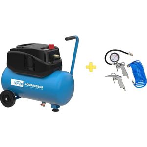 Güde Compressor 190/08/24 olievrij (max. druk 8 bar, ketel 24 l, 1200 W, aanzuigvermogen 190 l/min, drukregelaar, manometer, condensaatafvoerschroef, persluchtkoppeling, mobiel met transportgreep)