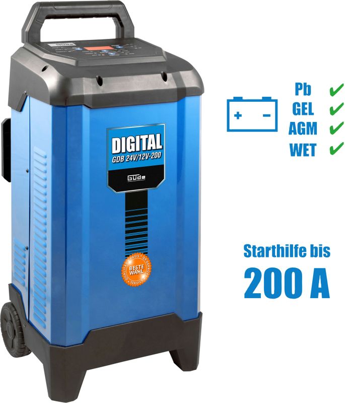 Güde - GDB 24V/12V-200 - Acculader - 230 V - 6000 W - Voor 20-450 Ah Batterijen