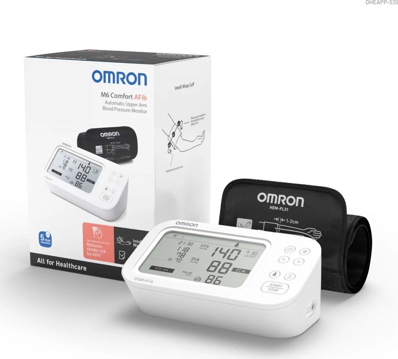 Omron M6 Comfort - Bloeddrukmeter Bovenarm - Aanbevolen door Hartstichting - Blood Pressure Monitor met Hartslagmeter en AFib - Model 2024