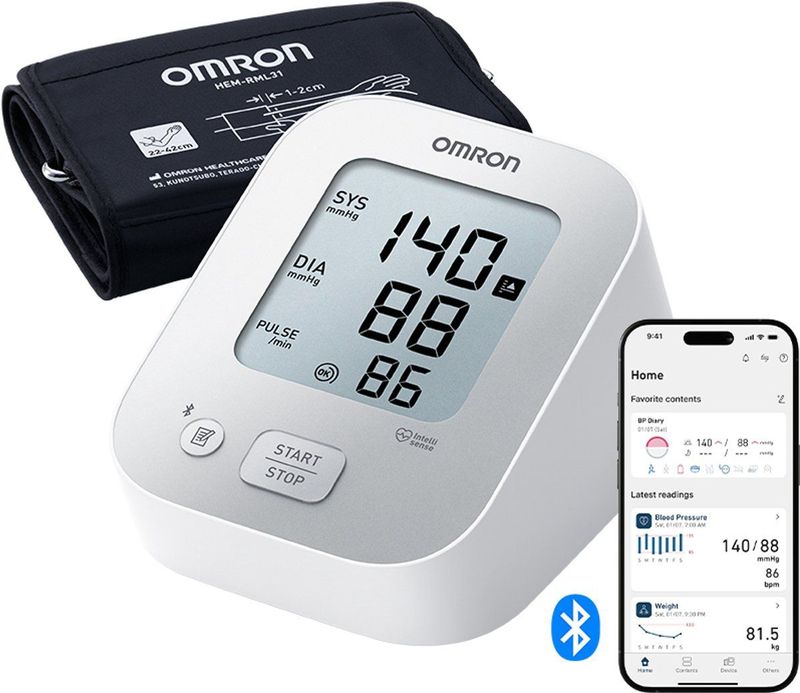 OMRON - X2+ Connect - Bovenarm Bloeddrukmeter - Met Bluetooth - Universele Brede Manchet 22–42 cm