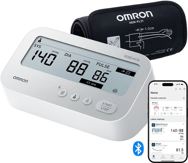 OMRON X4 Connect - Bovenarm Bloeddrukmeter - AFib-detectie - Bluetooth-verbinding - Intelli Wrap-manchet 22–42 cm
