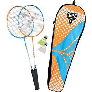 Talbot-Torro Unisex 449411 badmintonset, 2 rackets, 2 ballen, in hoogwaardige tas, meerkleurig, één maat