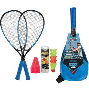 Talbot Torro Badminton Speed 6600, complete set met 2 aluminium rackets 58,5 cm, 5 stuurwielen met LED om te spelen in het donker, met markeringen van Terrain, 490119