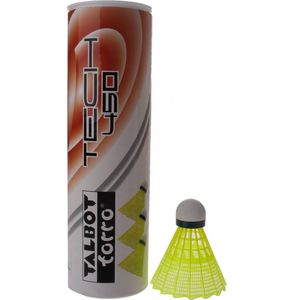 Talbot-Torro Tech 450 Badmintonballen, 6 stuks, verschillende kleuren/snelheden naar keuze (wit/geel, snelheden: langzaam, medium, snel), premium nylon shuttles voor binnen en buiten