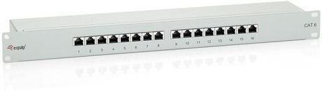Equip Patch Panel 19 Cat.6-/Class E 16-Port, 1 U, light-grey